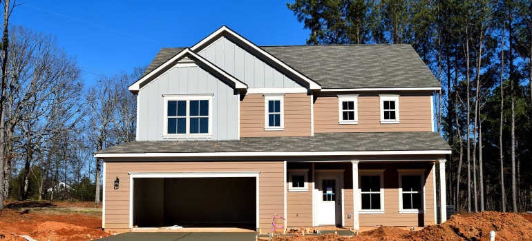 A newly built modern house.