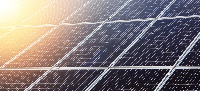 A solar array made of monocrystalline solar panels.