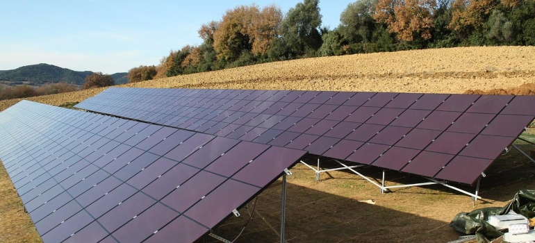 A solar array made out of thin-film solar panels.