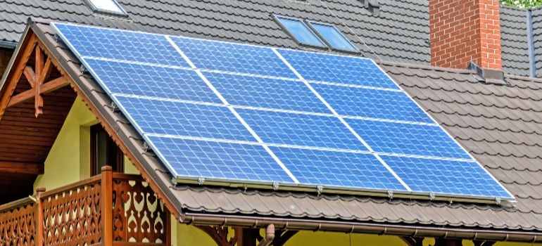 solar panels on a tiled roof