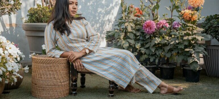 Girl enjoying balcony garden