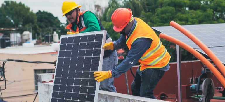 field technicians installing solar panels on a nevada home