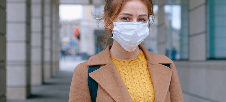 A woman wearing mask