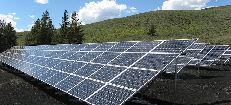 Solar panels on the field