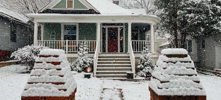 Snow on tile roof