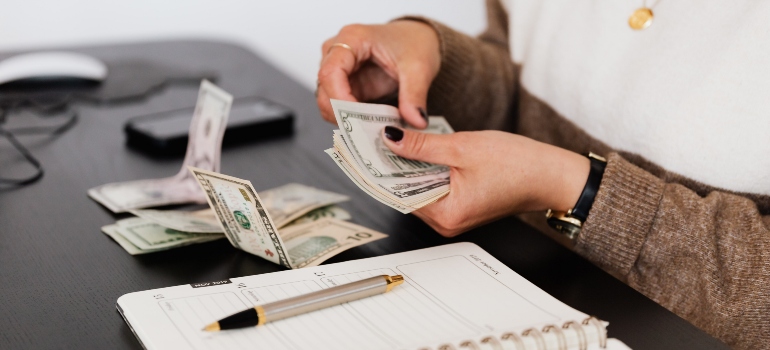 woman counting money