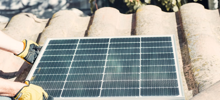 A solar panel on the roof