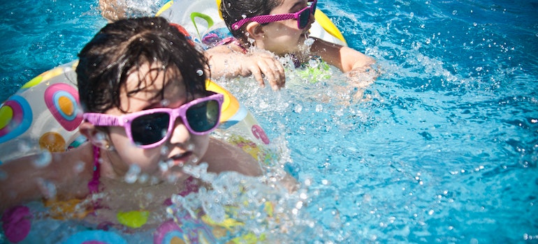 Kids swimming in a pool